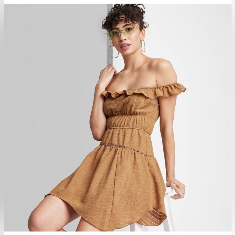 A New Day Brown Off-Shoulder Dress